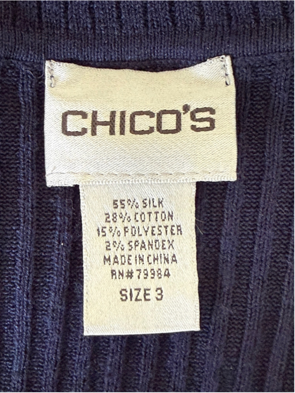 Chico's Sleeveless Ribbed Turtleneck Top Navy Size 16 (Chico’s 3) - Picture 5 of 6